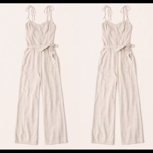 Abercrombie & Fitch tie strap linen blend jumpsuit